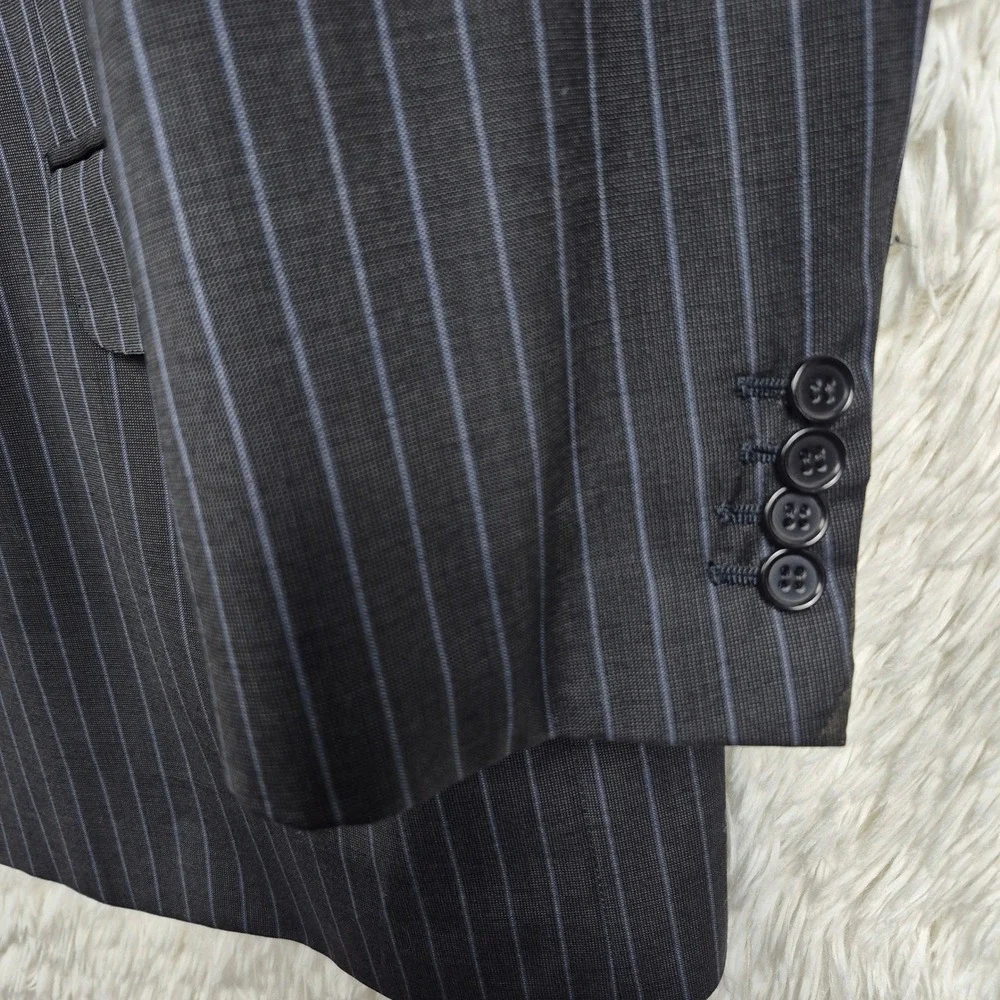 Brioni Millennio Pinstripe Wool Blazer Mens 50R Charcoal Grey Barneys Italy